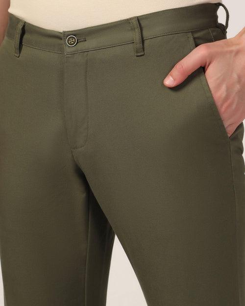 Slim Fit B-91 Casual Olive Solid Khakis - Mint