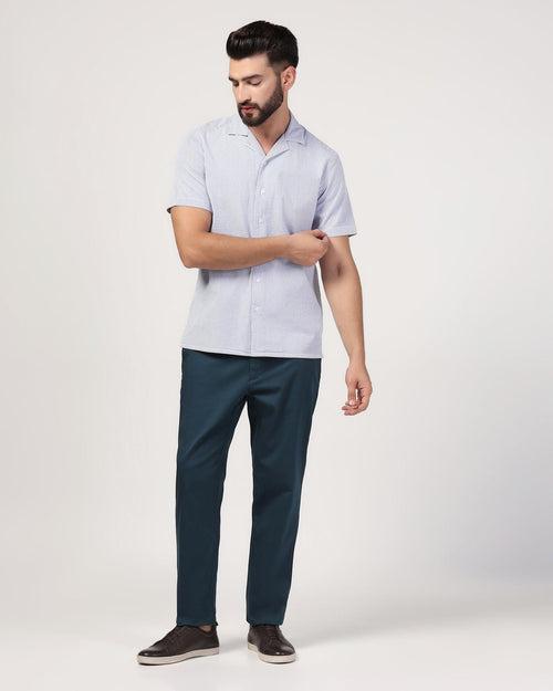 Slim Fit B-91 Casual Teal Solid Khakis - Mark