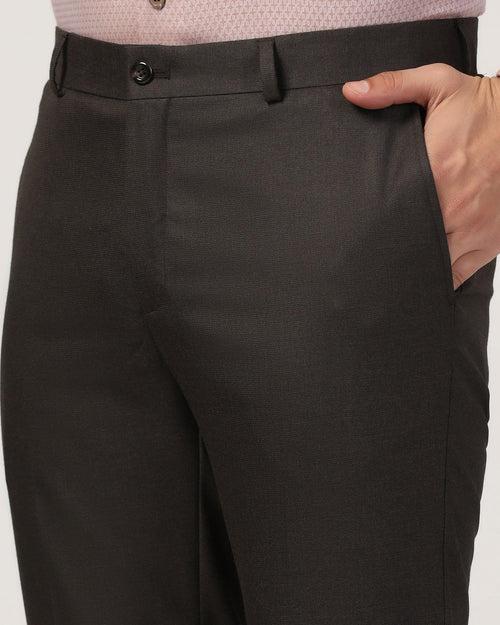 Slim Fit B-91 Formal Brown Textured Trouser - Zing