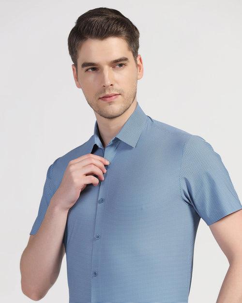 TechPro Formal Half Sleeve Greyish Blue Printed Shirt - Joel