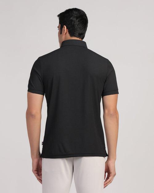 TechPro Polo Black Solid T-Shirt - Lewis