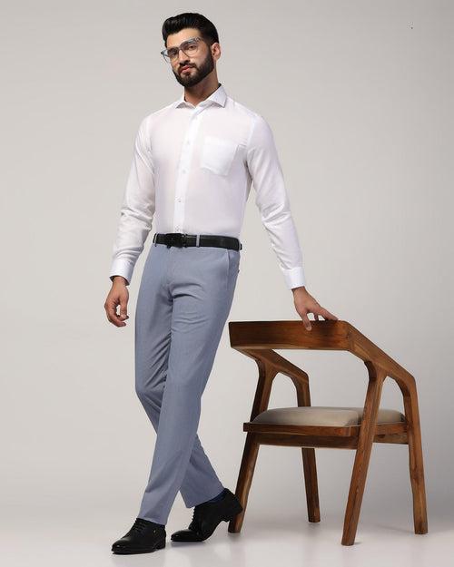 Temptech Slim Comfort B-95 Formal Light Blue Textured Trouser - Duke