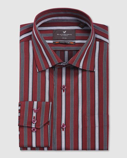 Formal Maroon Striped Shirt - Gloster