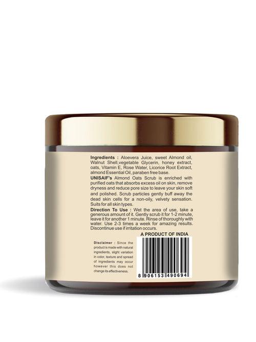 Almond-Oats Organic Scrub (100g) With Honey & Vitamin E| Skin Polish| Glow| Exfoliation