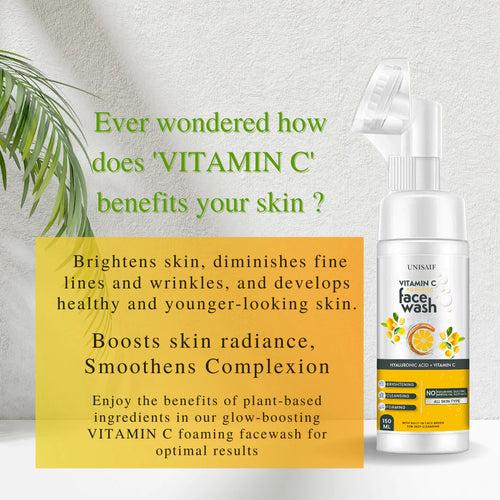 Vitamin C Organic Foaming Facewash (150ml) With Hyaluronic Acid & Vitamin C |Brightening| Cleansing| Hydration| NO PARABEN, NO SULPHATE, NO MINERAL OIL