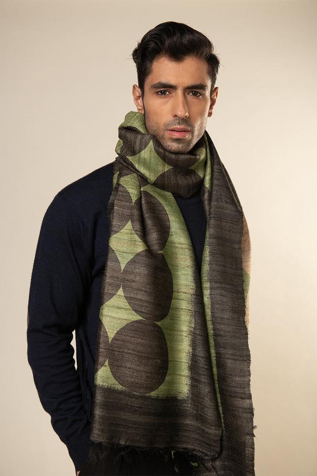 Jade Tussar Peace Silk Scarf