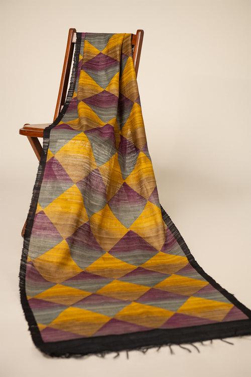 Checker Tussar Peace Silk Scarf