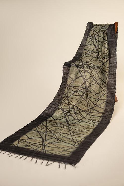 Sage Lattice Tussar Peace Silk Scarf