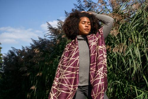 Burgundy Lattice Peace Silk Scarf