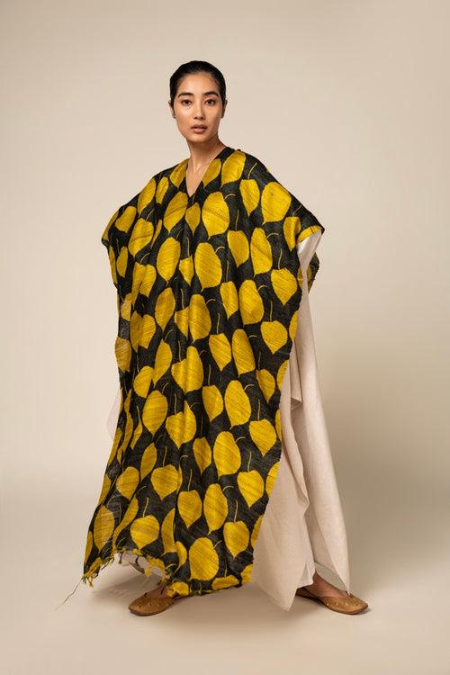 Yellow Leaf Tussar Peace Silk 3 in 1 Cape