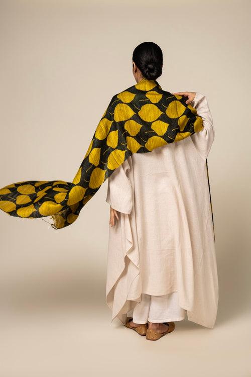 Yellow Leaf Tussar Peace Silk 3 in 1 Cape