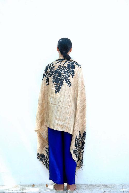 Fallen Leaves Tussar Silk Blanket Scarf