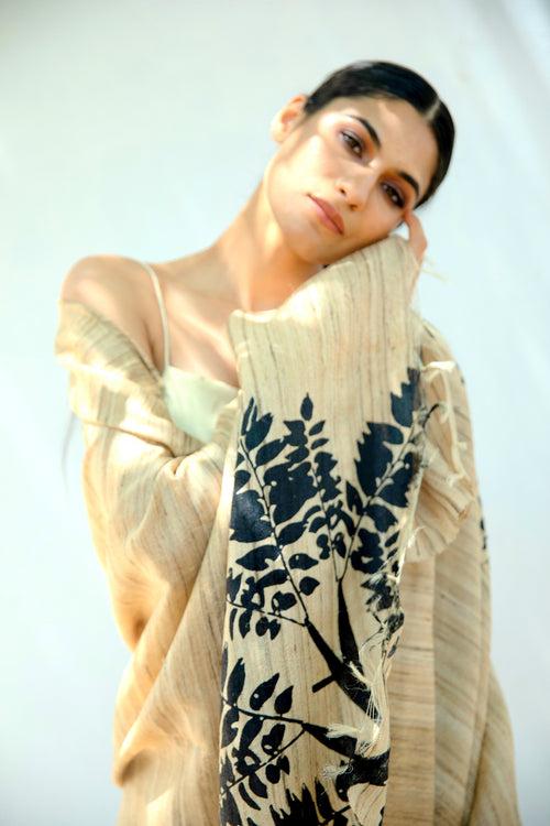 Fallen Leaves Tussar Silk Blanket Scarf