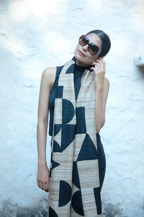 The 'Maze' Tussar Silk Scarf