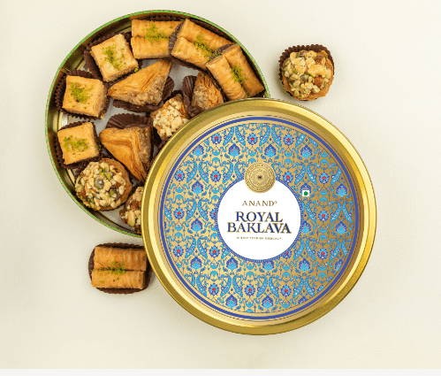 Royal Baklawa Box (Round Tin Pack) 350 gm