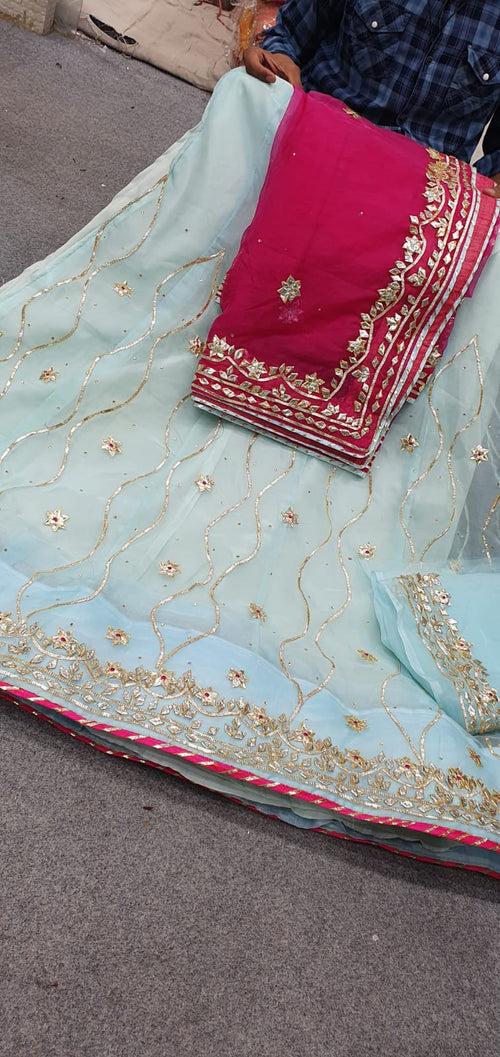 Pure Organza Bright Colour Beautiful Gotapatti Work With Semi Stiched, bitu, NR