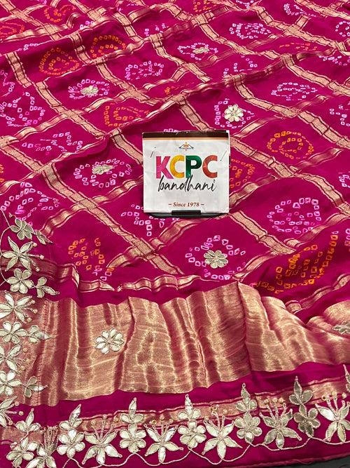 Pure Gaji Silk Bandhani Gotapatti Designer Jaipuri Traditional Dupatta satis