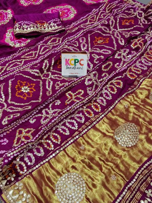 Latest New Pure Gaji Silk Handmade Bandhej Gotapatti Laddu Bandhej Saree with blouse