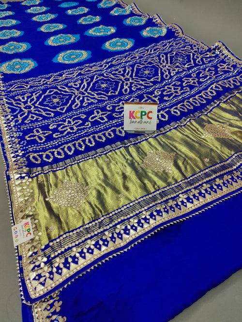 Latest New Pure Gaji Silk Handmade Bandhej Gotapatti Laddu Bandhej Saree with blouse