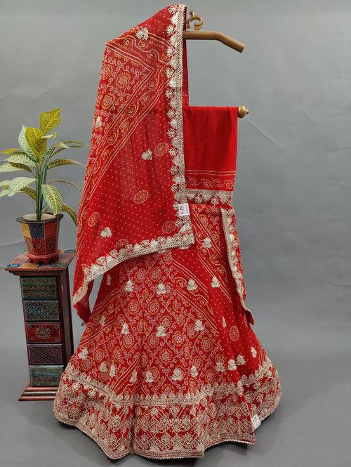 Latest Georgette Rajasthani Traditional Chunri Bandhej Gotapatti Lehenga Set kml