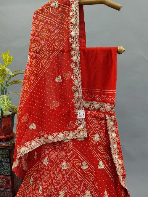 Latest Georgette Rajasthani Traditional Chunri Bandhej Gotapatti Lehenga Set kml