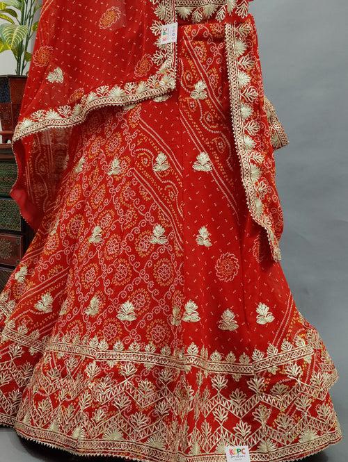 Latest Georgette Rajasthani Traditional Chunri Bandhej Gotapatti Lehenga Set kml