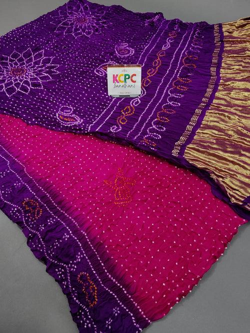 Latest Arrival Fancy Bandhej Gaji Silk Saree with lagdi patta zari pallu