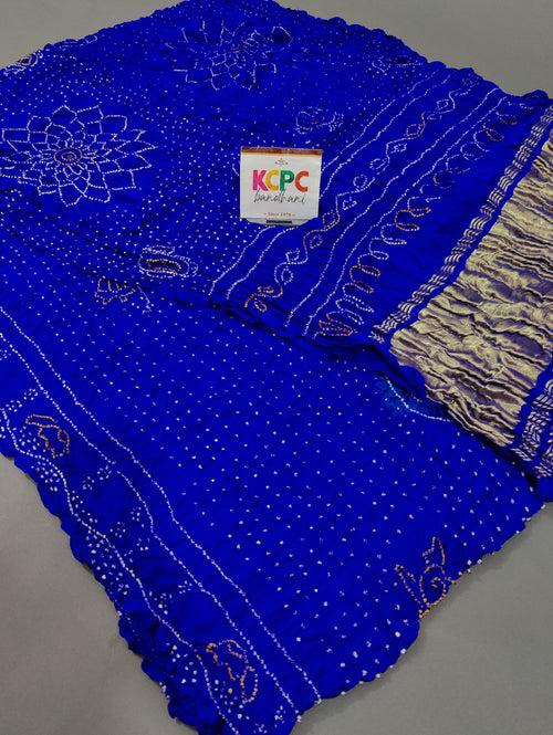 Latest Arrival Fancy Bandhej Gaji Silk Saree with lagdi patta zari pallu