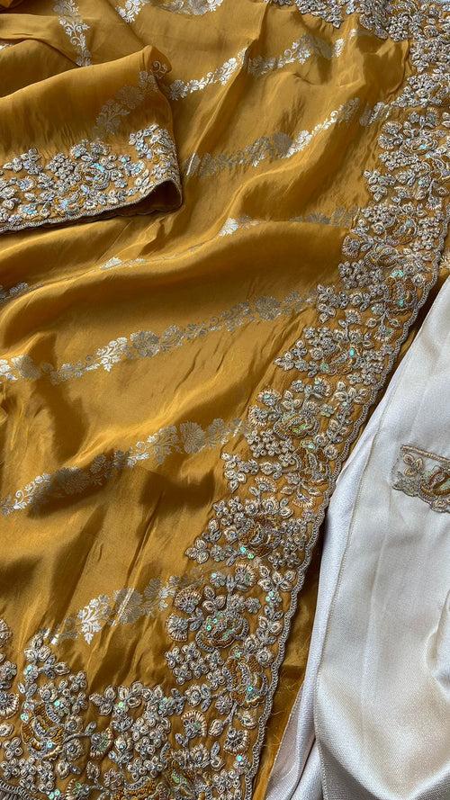 KcPc Brings Unique And Quality Product Pure Munga Silk Banarasi Zari With Heavy Fancy Sequins Work and Resham Work SAREE