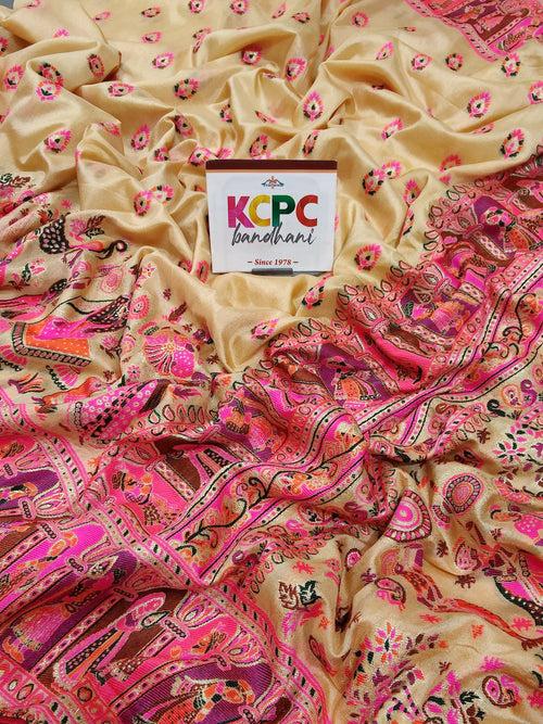 Bollywood Style Saree Handpicked Pashmina Cotton Silk Kashmiri Saree with blouse swa