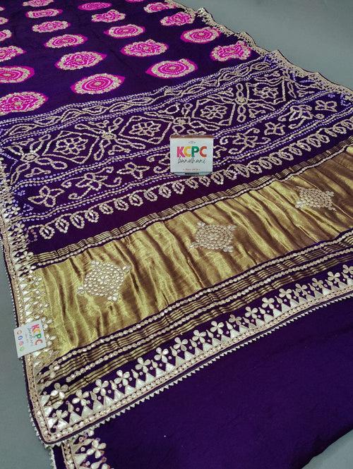 Latest New Pure Gaji Silk Handmade Bandhej Gotapatti Laddu Bandhej Saree with blouse