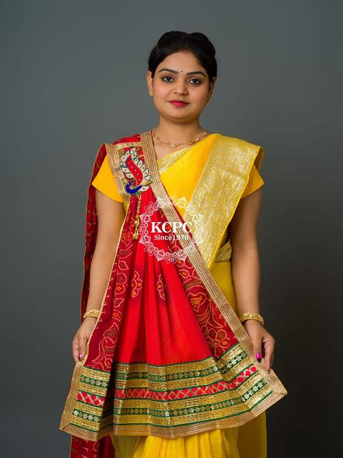 Rajasthani Semi Georgette Marwadi odhna stole, OR, RSC