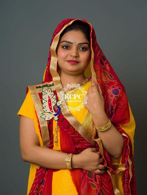 Rajasthani Semi Georgette Marwadi odhna stole, OR, RSC