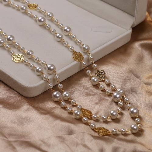 Beautiful Elegant Layered White Pearl Necklace