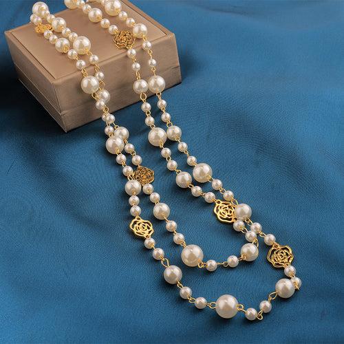 Beautiful Elegant Layered White Pearl Necklace