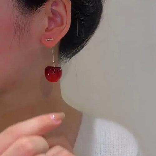 Cherry Fruit Hanging Drop Earring For Women