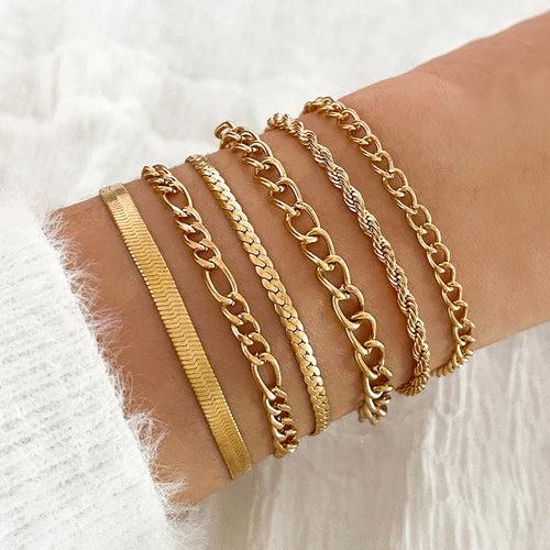 Combo Pack Of Six Gold Plated Adjustable Bracelet Set