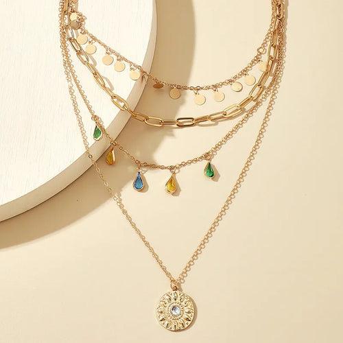 Gold Plated Modern Style Layered Necklace For Women