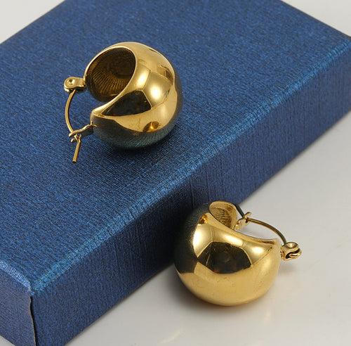 Gold Plated Round Stud Shaped Hoop Earrings