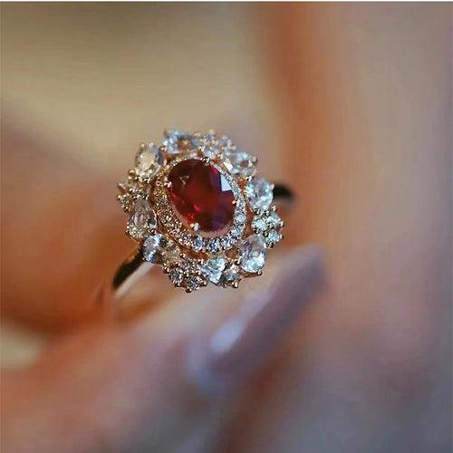 Retro Oval  Zircon Diamond Open Rings