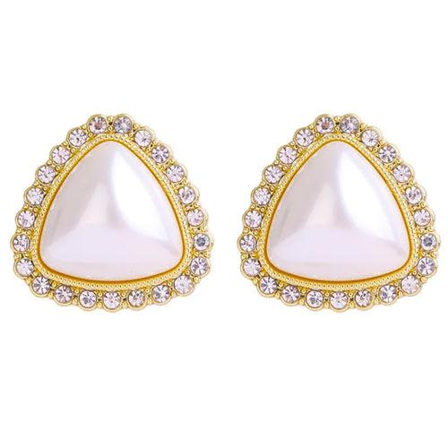 Triangle Shape Pearl Stud Earring For Women