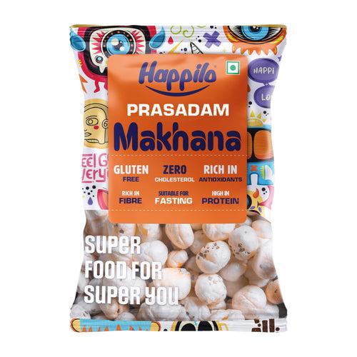 Happilo Premium Plain Prasadam Makhana 200g, Lotus Seed Pop/Gorgon Nut Puffed Kernels, Healthy Snack Low Calorie Gluten Free and Vegan