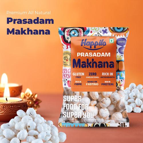 Happilo Premium Plain Prasadam Makhana 200g, Lotus Seed Pop/Gorgon Nut Puffed Kernels, Healthy Snack Low Calorie Gluten Free and Vegan