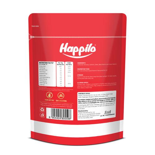 Happilo Premium Panchmewa Dry Fruit Mix 400g, Dry Dates, Golden Raisins, Black Raisins, Split Cashews, California Almonds