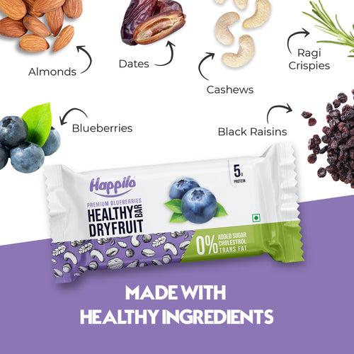 Happilo Premium Blueberries Healthy Dry Fruit Bar 35g