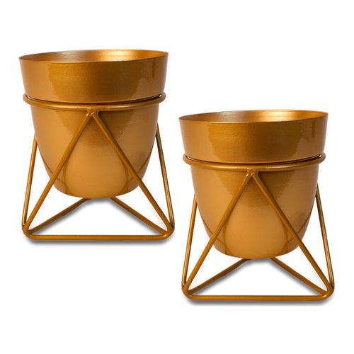 Indoor Metal decor Vase/Planter- Gold Set of 2