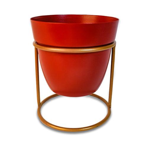 Indoor Metal decor Vase/Planter- Red Set of 2