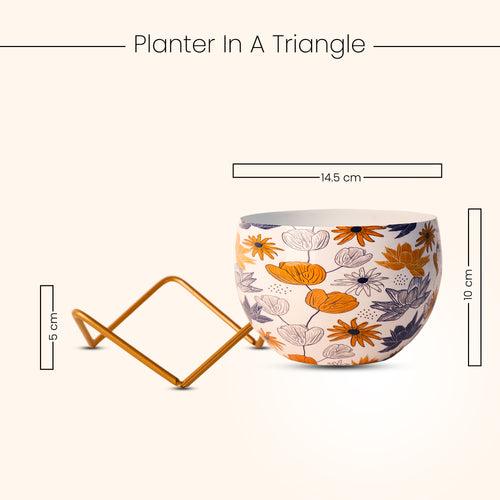 Indoor Metal decor Vase/Planter- Flower Print Set of 2