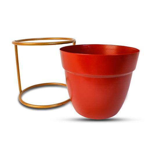 Indoor Metal decor Vase/Planter- Red Set of 2