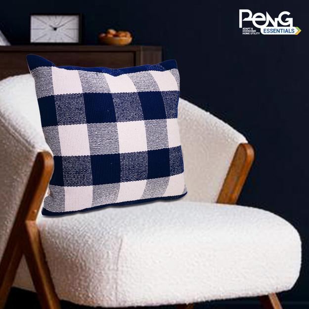 Navy Buffalo check Cushion Cover (45x45 cm) Pack of 2 I Navy